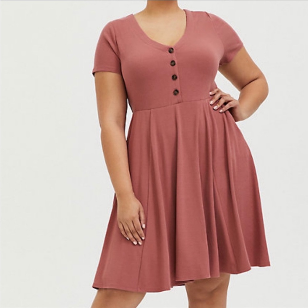 NWT Ribbed button front  skater dress